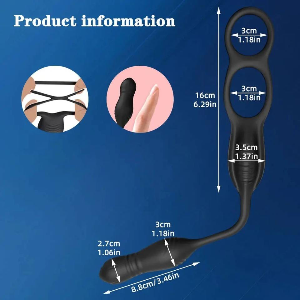 All In One Cock RIng + G Spot Sensation Blue Tooth Anal Plug